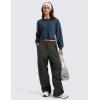 imageCRZ YOGA Womens Fleece Cropped Sweatshirts Crewneck Long Sleeve Double Raw Hem Workout Casual Pullover TopsInk Blue