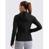 imageCRZ YOGA Womens Fleece Full Zip Hoodie Jackets Workout Hooded Zipper Basic Casual Sweatshirts with Thumb HolesBlack