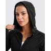 imageCRZ YOGA Womens Fleece Full Zip Hoodie Jackets Workout Hooded Zipper Basic Casual Sweatshirts with Thumb HolesBlack