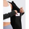 imageCRZ YOGA Womens Fleece Full Zip Hoodie Jackets Workout Hooded Zipper Basic Casual Sweatshirts with Thumb HolesBlack