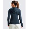 imageCRZ YOGA Womens Fleece Full Zip Hoodie Jackets Workout Hooded Zipper Basic Casual Sweatshirts with Thumb HolesInk Blue