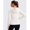 imageCRZ YOGA Womens Fleece Full Zip Hoodie Jackets Workout Hooded Zipper Basic Casual Sweatshirts with Thumb HolesMilky White Bone