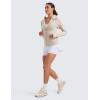 imageCRZ YOGA Womens Fleece Full Zip Hoodie Jackets Workout Hooded Zipper Basic Casual Sweatshirts with Thumb HolesMojave Tan