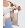 imageCRZ YOGA Womens Fleece Full Zip Hoodie Jackets Workout Hooded Zipper Basic Casual Sweatshirts with Thumb HolesMojave Tan