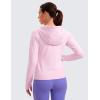 imageCRZ YOGA Womens Fleece Full Zip Hoodie Jackets Workout Hooded Zipper Basic Casual Sweatshirts with Thumb HolesPink Peony