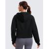 imageCRZ YOGA Womens Fleece Lined Full Zip Hoodies Oversized Long Sleeve Casual Workout Hooded Sweatshirt with Thumb HolesBlack