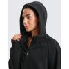 imageCRZ YOGA Womens Fleece Lined Full Zip Hoodies Oversized Long Sleeve Casual Workout Hooded Sweatshirt with Thumb HolesBlack