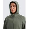 imageCRZ YOGA Womens Fleece Lined Full Zip Hoodies Oversized Long Sleeve Casual Workout Hooded Sweatshirt with Thumb HolesLight Army Green