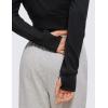 imageCRZ YOGA Womens Fleece Zip Up Cropped Hoodie Workout Jacket Athletic Casual Long Sleeve Sweatshirts with Thumb HolesBlack