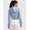 imageCRZ YOGA Womens Fleece Zip Up Cropped Hoodie Workout Jacket Athletic Casual Long Sleeve Sweatshirts with Thumb HolesCambric Blue