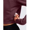 imageCRZ YOGA Womens Fleece Zip Up Cropped Hoodie Workout Jacket Athletic Casual Long Sleeve Sweatshirts with Thumb HolesDark Red