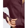 imageCRZ YOGA Womens Fleece Zip Up Cropped Hoodie Workout Jacket Athletic Casual Long Sleeve Sweatshirts with Thumb HolesDark Red