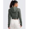 imageCRZ YOGA Womens Fleece Zip Up Cropped Hoodie Workout Jacket Athletic Casual Long Sleeve Sweatshirts with Thumb HolesGrey Sage