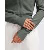 imageCRZ YOGA Womens Fleece Zip Up Cropped Hoodie Workout Jacket Athletic Casual Long Sleeve Sweatshirts with Thumb HolesGrey Sage