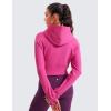 imageCRZ YOGA Womens Fleece Zip Up Cropped Hoodie Workout Jacket Athletic Casual Long Sleeve Sweatshirts with Thumb HolesHibiscus Purple