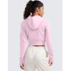 imageCRZ YOGA Womens Fleece Zip Up Cropped Hoodie Workout Jacket Athletic Casual Long Sleeve Sweatshirts with Thumb HolesPink Peony