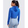 imageCRZ YOGA Womens Fleece Zip Up Cropped Hoodie Workout Jacket Athletic Casual Long Sleeve Sweatshirts with Thumb HolesSparkle Blue