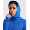 imageCRZ YOGA Womens Fleece Zip Up Cropped Hoodie Workout Jacket Athletic Casual Long Sleeve Sweatshirts with Thumb HolesSparkle Blue
