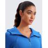 imageCRZ YOGA Womens Fleece Zip Up Cropped Hoodie Workout Jacket Athletic Casual Long Sleeve Sweatshirts with Thumb HolesSparkle Blue