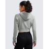 imageCRZ YOGA Womens Fleece Zip Up Cropped Hoodie Workout Jacket Athletic Casual Long Sleeve Sweatshirts with Thumb HolesSterling