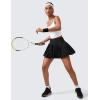 imageCRZ YOGA Womens High Waisted Pleated Tennis Skirts with Pockets Tummy Control Casual Liner A Line Workout Golf SkortsBlack