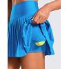 imageCRZ YOGA Womens High Waisted Pleated Tennis Skirts with Pockets Tummy Control Casual Liner A Line Workout Golf SkortsMadagascar Blue