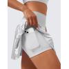 imageCRZ YOGA Womens High Waisted Pleated Tennis Skirts with Pockets Tummy Control Casual Liner A Line Workout Golf SkortsPlatinum Grey