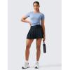 imageCRZ YOGA Womens High Waisted Pleated Tennis Skirts with Pockets Tummy Control Casual Liner A Line Workout Golf SkortsTrue Navy