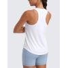 imageCRZ YOGA Womens Pima Cotton Racerback Workout Tank Tops Scoop Neck Athletic Loose Sleeveless ShirtsWhite