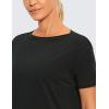 imageCRZ YOGA Womens Pima Cotton Short Sleeve Shirts Boat Neck Loose Fit Gym Workout TShirt Athletic Casual TopsBlack