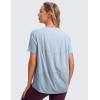 imageCRZ YOGA Womens Pima Cotton Short Sleeve Shirts Boat Neck Loose Fit Gym Workout TShirt Athletic Casual TopsBlue Linen