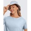 imageCRZ YOGA Womens Pima Cotton Short Sleeve Shirts Boat Neck Loose Fit Gym Workout TShirt Athletic Casual TopsBlue Linen