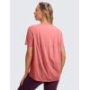 imageCRZ YOGA Womens Pima Cotton Short Sleeve Shirts Boat Neck Loose Fit Gym Workout TShirt Athletic Casual TopsBriar Rose