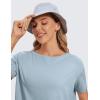 imageCRZ YOGA Womens Pima Cotton Short Sleeve Shirts Boat Neck Loose Fit Gym Workout TShirt Athletic Casual TopsCambric Blue
