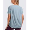 imageCRZ YOGA Womens Pima Cotton Short Sleeve Shirts Boat Neck Loose Fit Gym Workout TShirt Athletic Casual TopsCambric Blue
