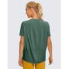 imageCRZ YOGA Womens Pima Cotton Short Sleeve Shirts Boat Neck Loose Fit Gym Workout TShirt Athletic Casual TopsGraphite Green