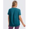 imageCRZ YOGA Womens Pima Cotton Short Sleeve Shirts Boat Neck Loose Fit Gym Workout TShirt Athletic Casual TopsGreen Jade