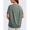 imageCRZ YOGA Womens Pima Cotton Short Sleeve Shirts Boat Neck Loose Fit Gym Workout TShirt Athletic Casual TopsGrey Sage