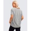 imageCRZ YOGA Womens Pima Cotton Short Sleeve Shirts Boat Neck Loose Fit Gym Workout TShirt Athletic Casual TopsHeathered Medium Grey