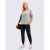imageCRZ YOGA Womens Pima Cotton Short Sleeve Shirts Boat Neck Loose Fit Gym Workout TShirt Athletic Casual TopsHeathered Medium Grey