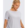 imageCRZ YOGA Womens Pima Cotton Short Sleeve Shirts Boat Neck Loose Fit Gym Workout TShirt Athletic Casual TopsIced Iris