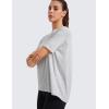 imageCRZ YOGA Womens Pima Cotton Short Sleeve Shirts Boat Neck Loose Fit Gym Workout TShirt Athletic Casual TopsLight Grey Heather