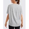 imageCRZ YOGA Womens Pima Cotton Short Sleeve Shirts Boat Neck Loose Fit Gym Workout TShirt Athletic Casual TopsLight Grey Heather
