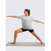 imageCRZ YOGA Womens Pima Cotton Short Sleeve Shirts Boat Neck Loose Fit Gym Workout TShirt Athletic Casual TopsLight Grey Heather