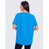 imageCRZ YOGA Womens Pima Cotton Short Sleeve Shirts Boat Neck Loose Fit Gym Workout TShirt Athletic Casual TopsMadagascar Blue