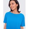 imageCRZ YOGA Womens Pima Cotton Short Sleeve Shirts Boat Neck Loose Fit Gym Workout TShirt Athletic Casual TopsMadagascar Blue