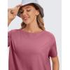 imageCRZ YOGA Womens Pima Cotton Short Sleeve Shirts Boat Neck Loose Fit Gym Workout TShirt Athletic Casual TopsMisty Merlot
