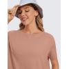 imageCRZ YOGA Womens Pima Cotton Short Sleeve Shirts Boat Neck Loose Fit Gym Workout TShirt Athletic Casual TopsMocha Mousse