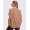 imageCRZ YOGA Womens Pima Cotton Short Sleeve Shirts Boat Neck Loose Fit Gym Workout TShirt Athletic Casual TopsMocha Mousse