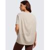 imageCRZ YOGA Womens Pima Cotton Short Sleeve Shirts Boat Neck Loose Fit Gym Workout TShirt Athletic Casual TopsMojave Tan